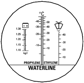 Refraktometer mit einer einzigen Skala, die ausschließlich für Isopropanol-Wasser-Gemische bestimmt ist - UNGEEIGNET