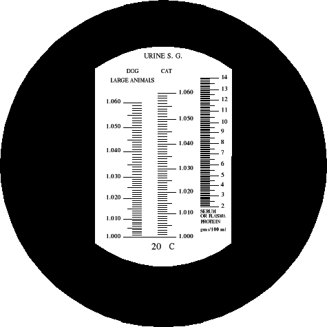 Bild: Skala des Refraktometers RUR5-ATC